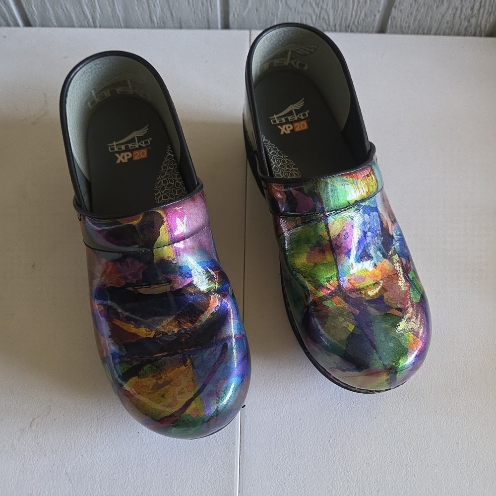 Dansko Clog XP 2.0 Color Wash Multicolor Patent Leather Size 40
